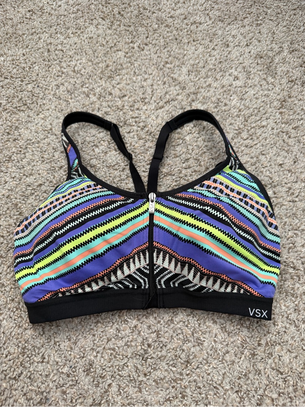 Victoria's Secret Multicolor Neon Stripe Sports Bra